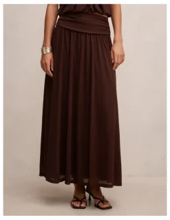 Forever New Layne Gathered Basque Maxi Skirt in Rich Chocolate