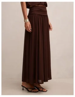 Forever New Layne Gathered Basque Maxi Skirt in Rich Chocolate
