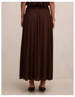 Forever New Layne Gathered Basque Maxi Skirt in Rich Chocolate
