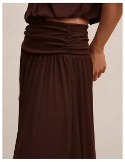 Forever New Layne Gathered Basque Maxi Skirt in Rich Chocolate