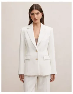 Forever New Lee Nipped Waist Blazer in White