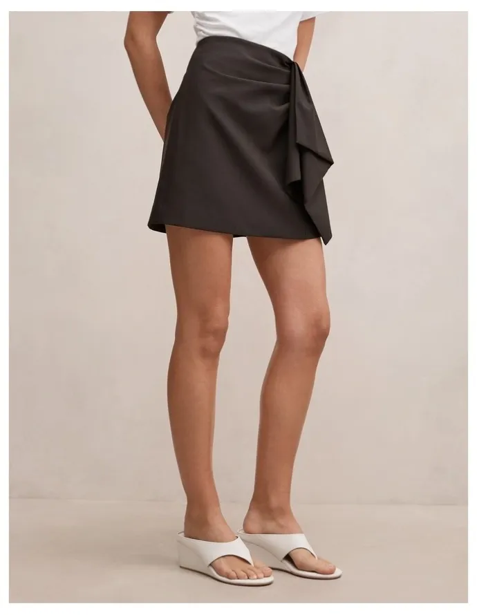Forever New Lexi Drape Mini Skirt in Chocolate