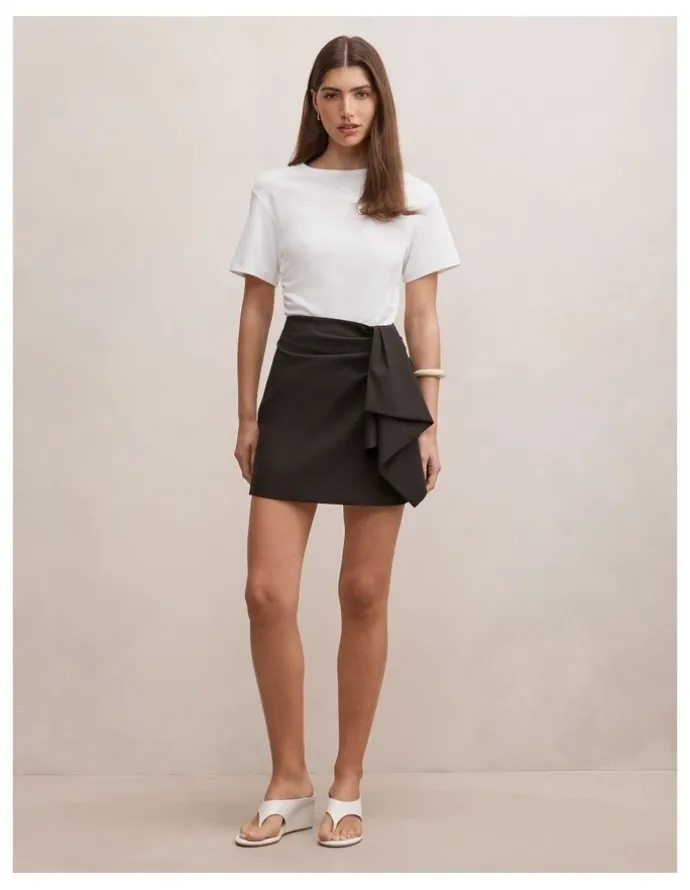 Forever New Lexi Drape Mini Skirt in Chocolate