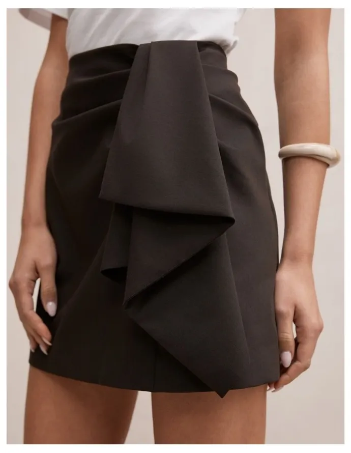 Forever New Lexi Drape Mini Skirt in Chocolate