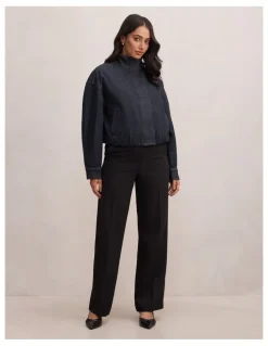 Forever New Lola Funnel Neck Denim Jacket in Blue