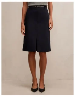 Forever New Lucy Belted Pencil Skirt in Navy