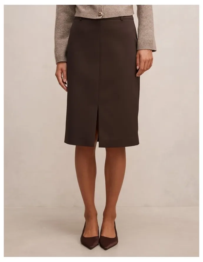 Forever New Lucy Belted Pencil Skirt in Brown