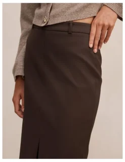 Forever New Lucy Belted Pencil Skirt in Brown
