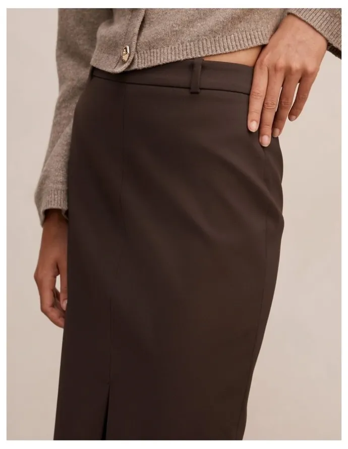 Forever New Lucy Belted Pencil Skirt in Brown