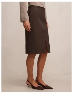 Forever New Lucy Belted Pencil Skirt in Brown