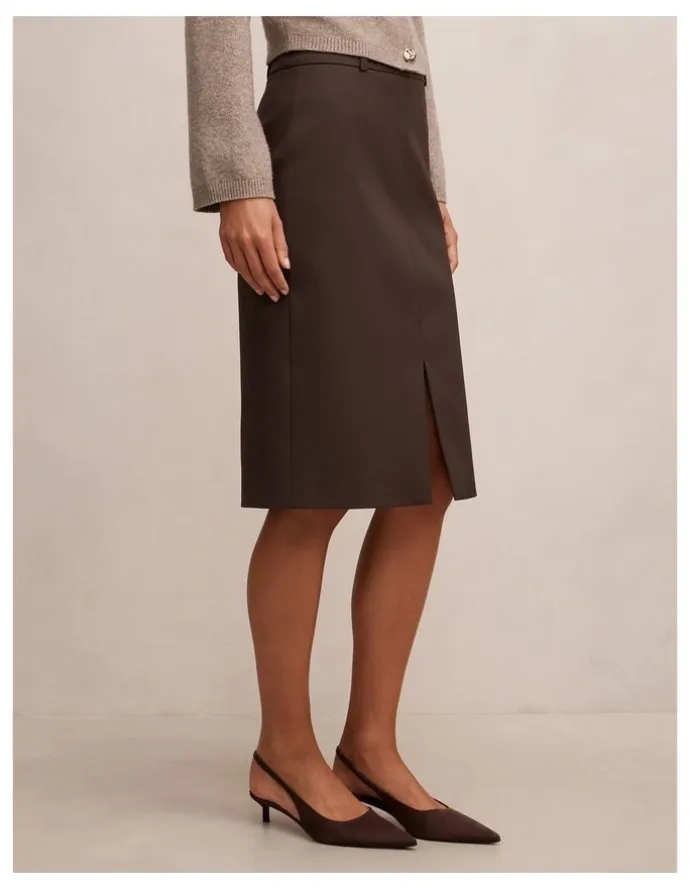 Forever New Lucy Belted Pencil Skirt in Brown