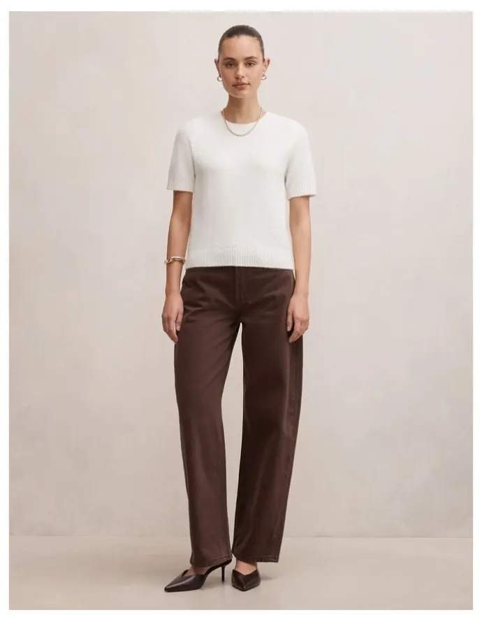Forever New Lucy Knitted T-Shirt in Cream