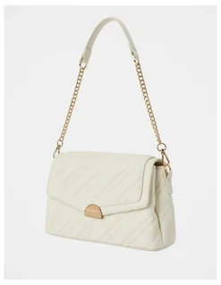 Forever New Madeline Medium Quilted Shoulder Bag in White