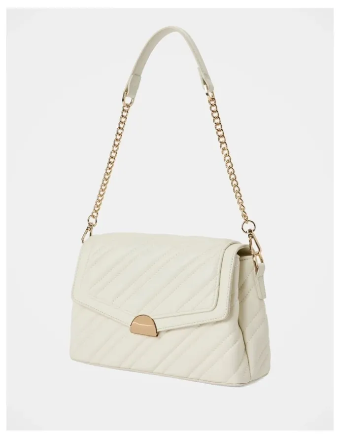 Forever New Madeline Medium Quilted Shoulder Bag in White