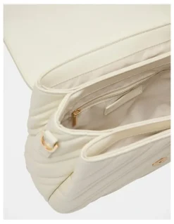 Forever New Madeline Medium Quilted Shoulder Bag in White