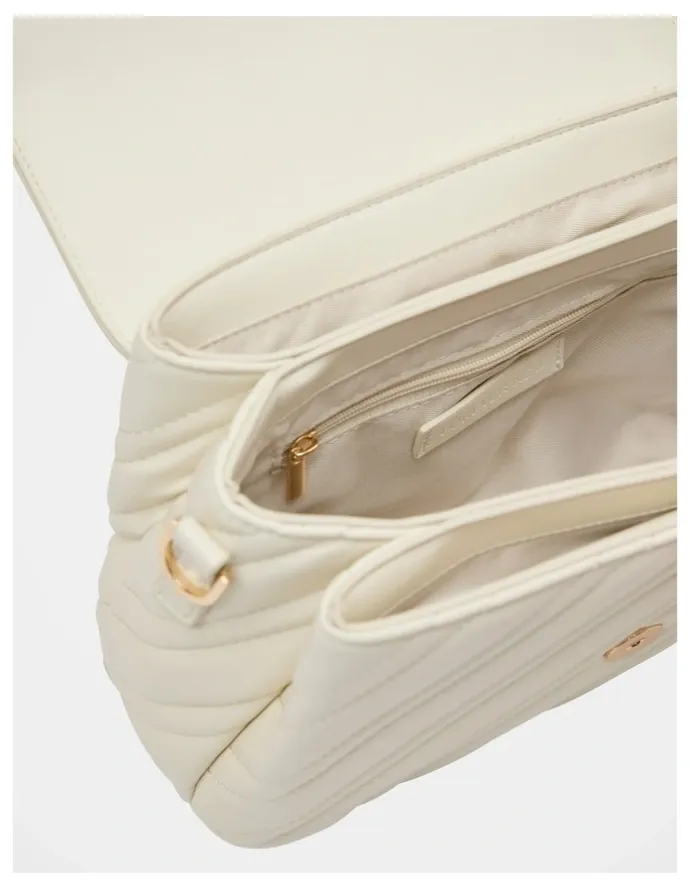 Forever New Madeline Medium Quilted Shoulder Bag in White