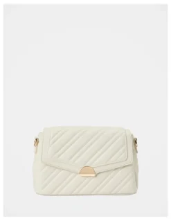 Forever New Madeline Medium Quilted Shoulder Bag in White