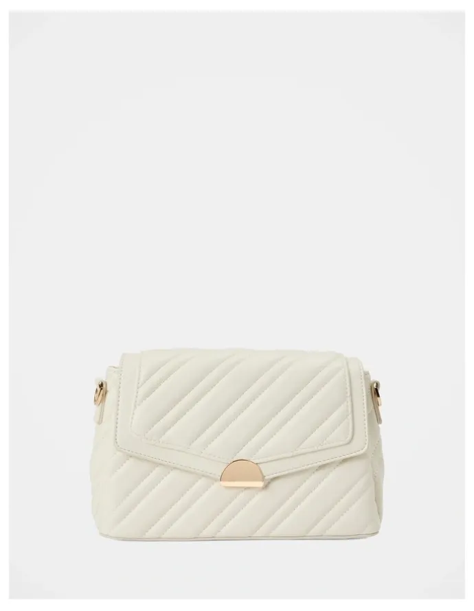 Forever New Madeline Medium Quilted Shoulder Bag in White