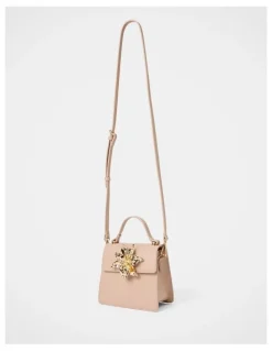 Forever New Maria Metal Flower Small Bag in Cream