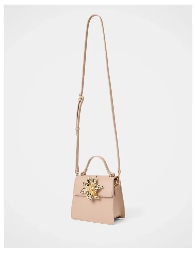 Forever New Maria Metal Flower Small Bag in Cream