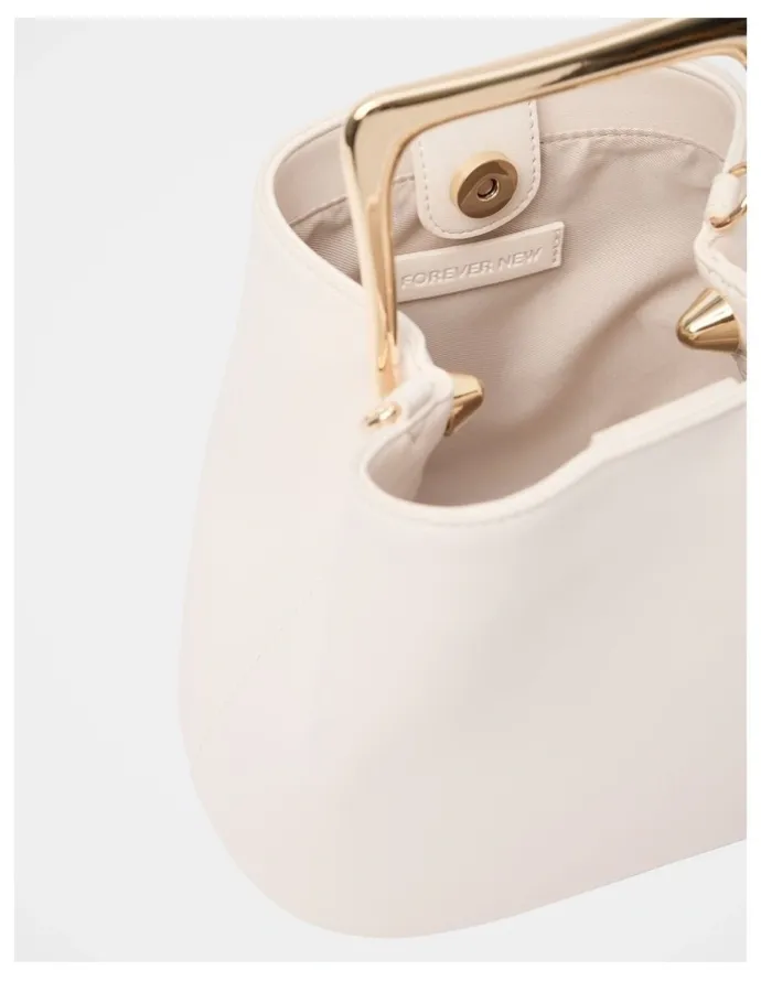 Forever New Martha Metal Handle Bag in White