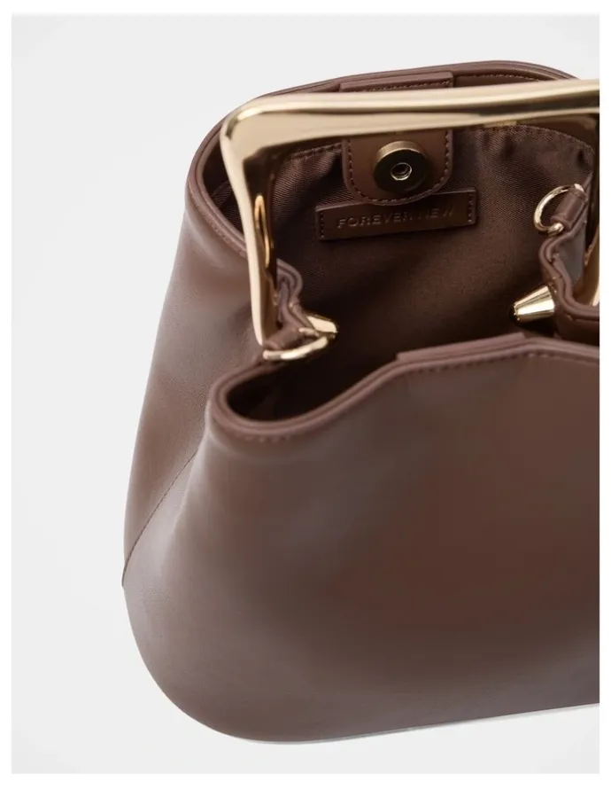 Forever New Martha Metal Handle Bag in Brown