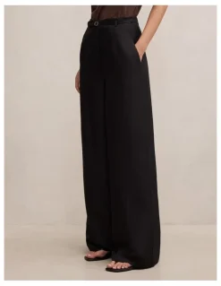 Forever New Matilda Linen Blend Wide Leg Pants in Black