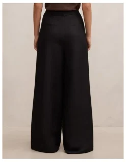 Forever New Matilda Linen Blend Wide Leg Pants in Black