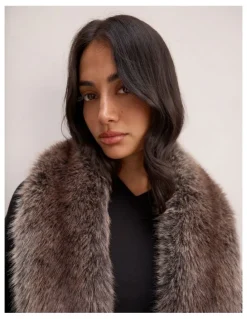 Forever New Megan Faux Fur Collared Jacket in Black