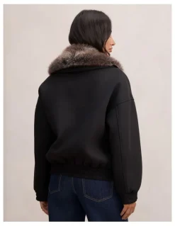 Forever New Megan Faux Fur Collared Jacket in Black