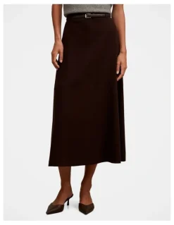 Forever New Millie Belted Midi Skirt in Chocolate