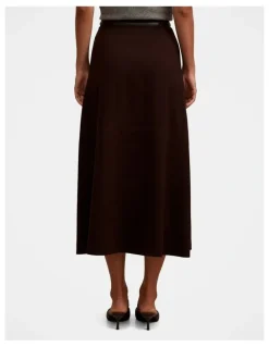 Forever New Millie Belted Midi Skirt in Chocolate
