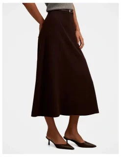 Forever New Millie Belted Midi Skirt in Chocolate