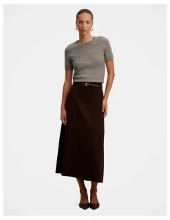 Forever New Millie Belted Midi Skirt in Chocolate