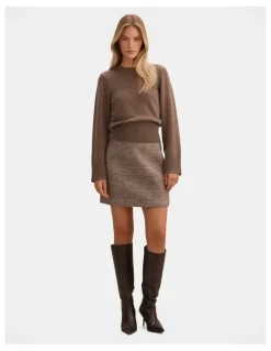 Forever New Molly Checked Mini Skirt in Brown