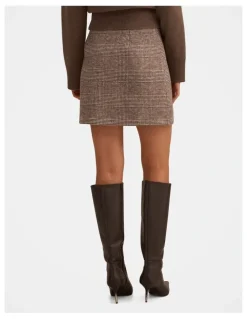Forever New Molly Checked Mini Skirt in Brown