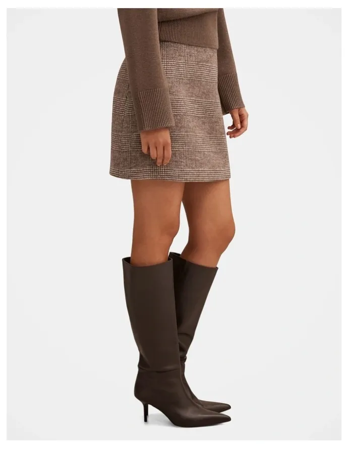 Forever New Molly Checked Mini Skirt in Brown