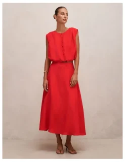 Forever New Neve Circle Skirt in Red