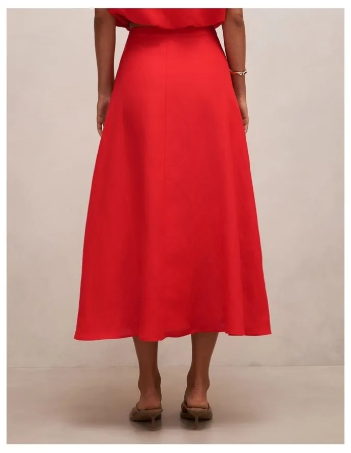 Forever New Neve Circle Skirt in Red