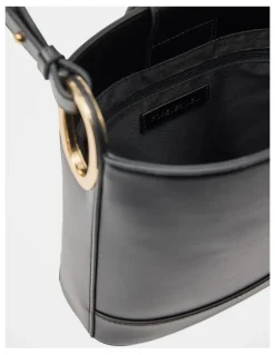 Forever New Odette Oval Hardware Bucket Bag in Black