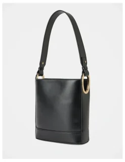 Forever New Odette Oval Hardware Bucket Bag in Black