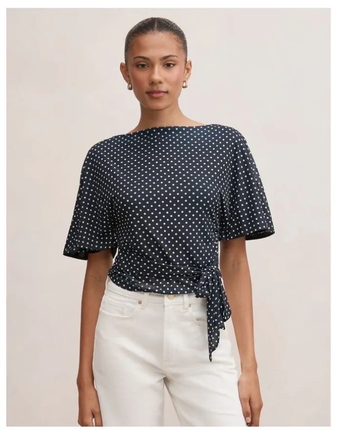 Forever New Paige Flutter Sleeves Tie Back Top