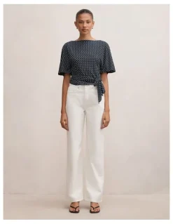 Forever New Paige Flutter Sleeves Tie Back Top