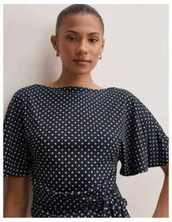 Forever New Paige Flutter Sleeves Tie Back Top