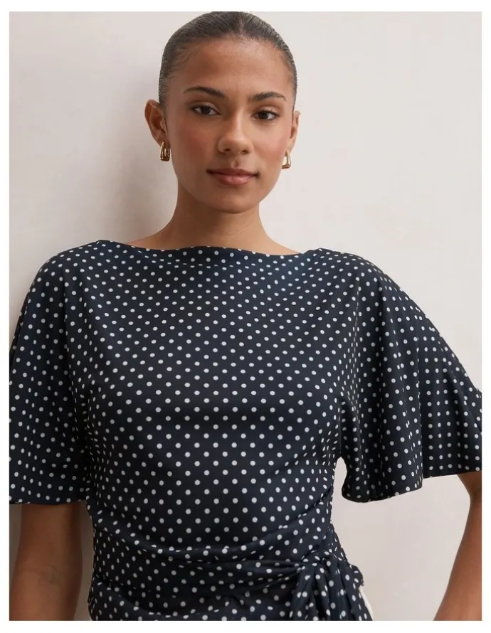 Forever New Paige Flutter Sleeves Tie Back Top