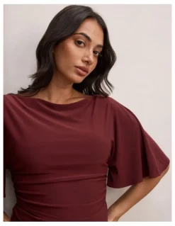Forever New Paige Flutter Sleeves Tie Back Top in Purple