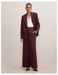 Forever New Paloma Pinstriped Wide Leg Pants in Red