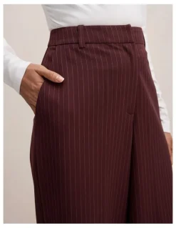 Forever New Paloma Pinstriped Wide Leg Pants in Red