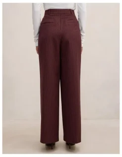 Forever New Paloma Pinstriped Wide Leg Pants in Red