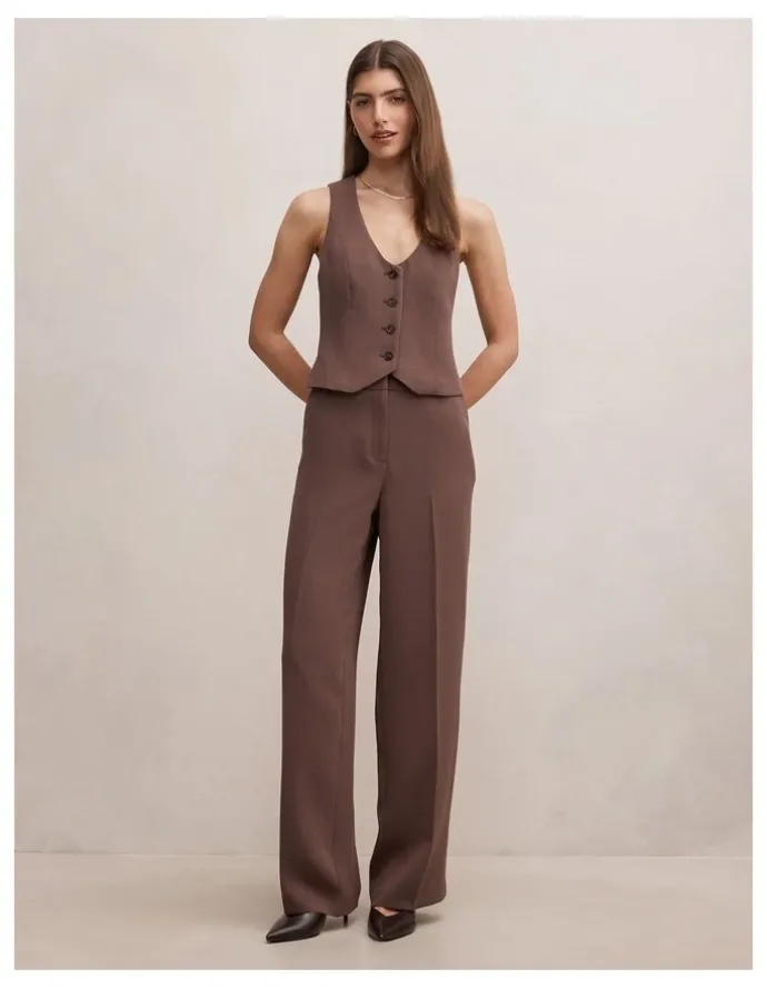 Forever New Paloma Waistcoat in Brown